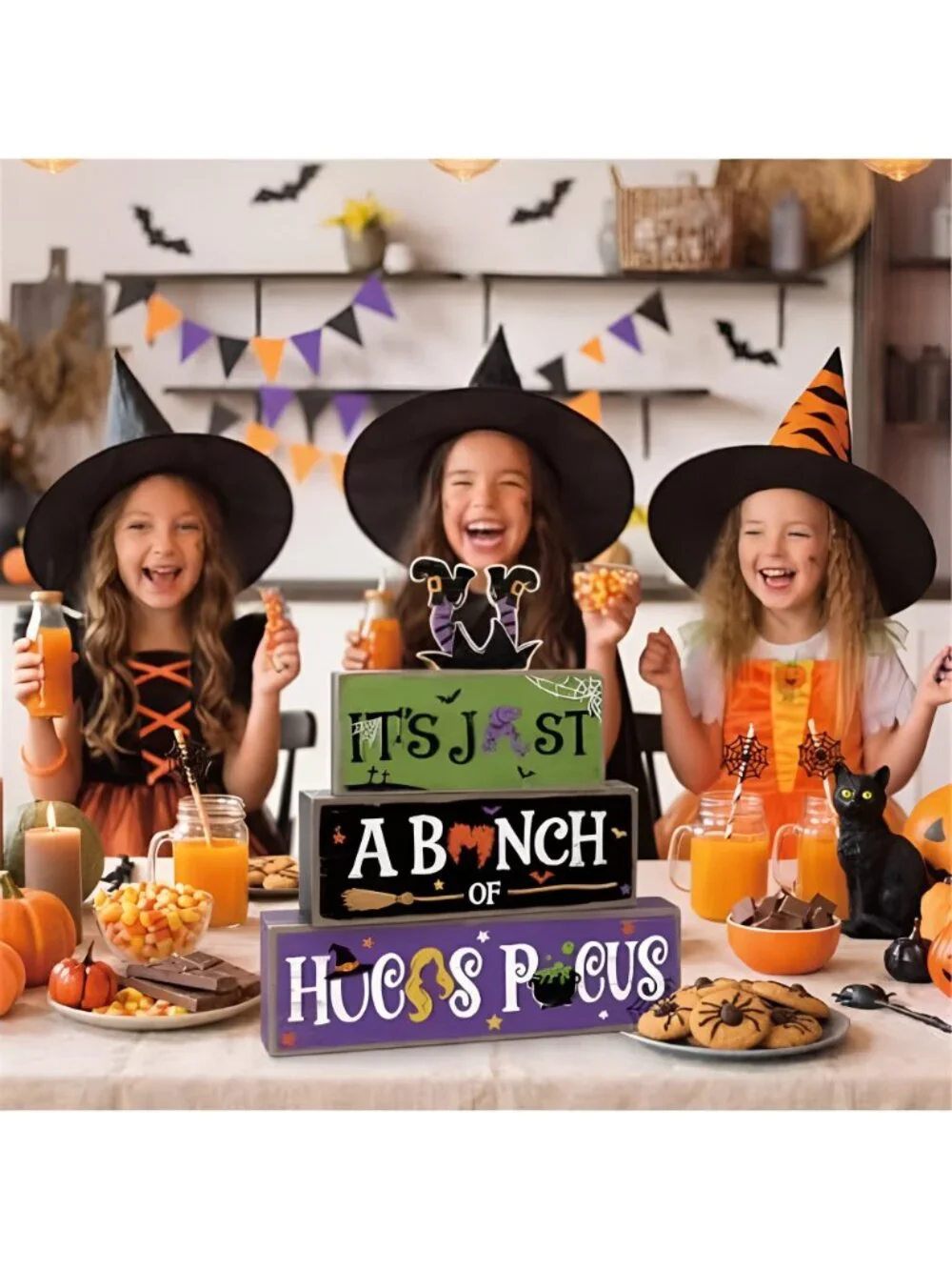 Hocus Pocus Decor, Vintage Halloween Decorations Indoor Table Sign for Home